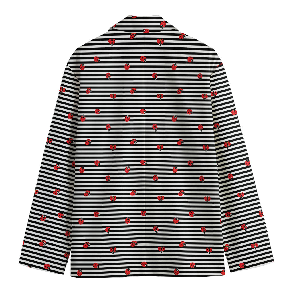 Ladybug Striped Pattern Print Men's Cotton Blazer