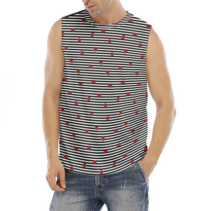 Ladybug Striped Pattern Print Men's Fitness Tank Top