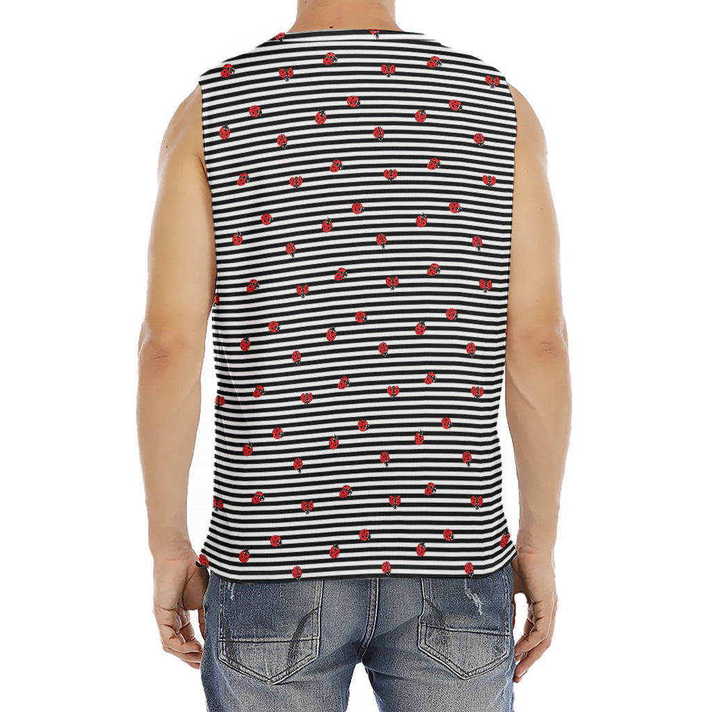 Ladybug Striped Pattern Print Men's Fitness Tank Top
