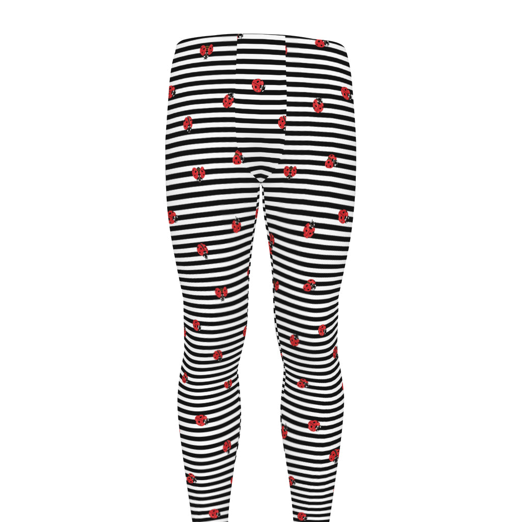 Ladybug Striped Pattern Print Men's leggings