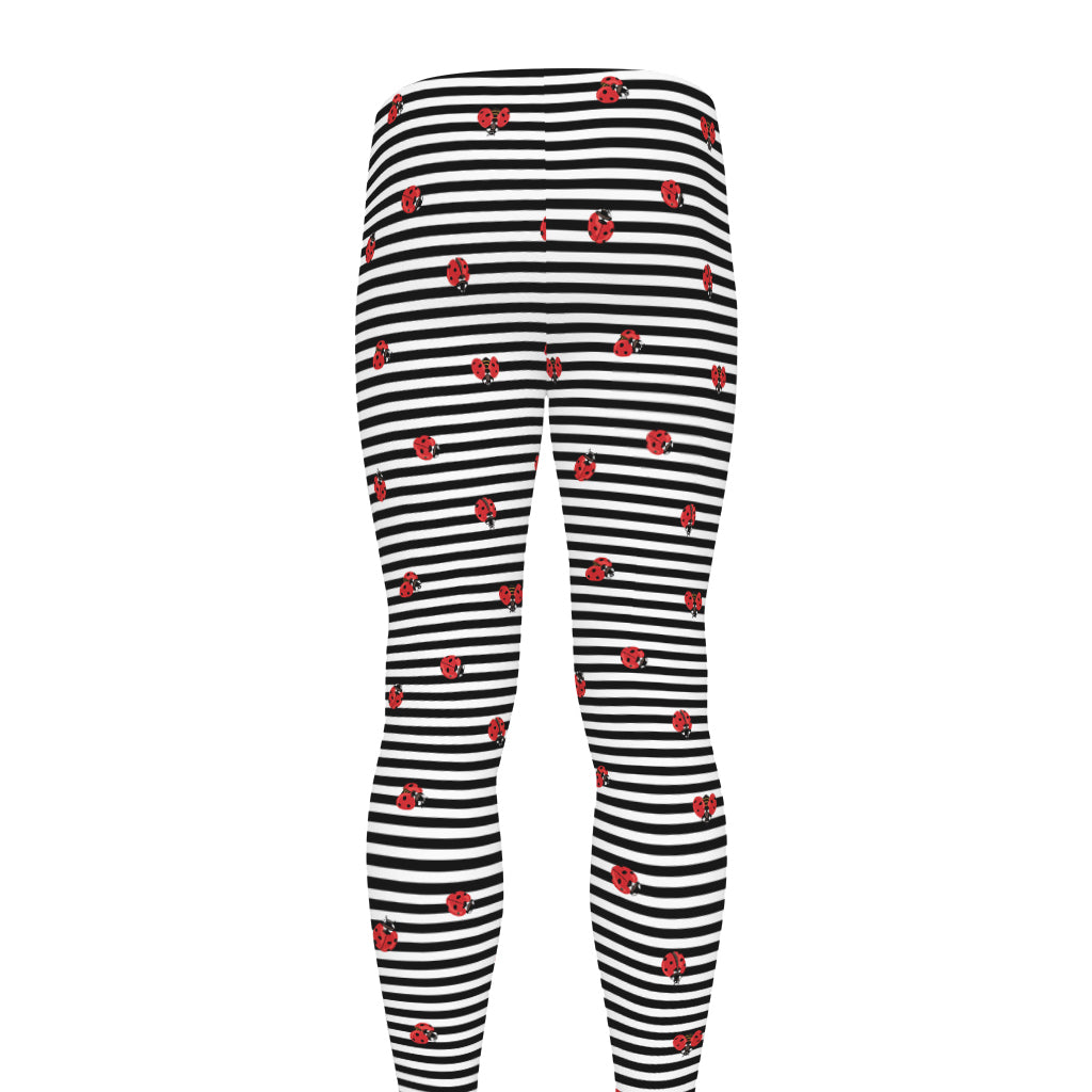 Ladybug Striped Pattern Print Men's leggings
