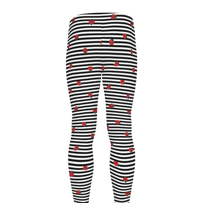 Ladybug Striped Pattern Print Men's leggings