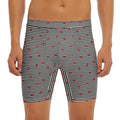 Ladybug Striped Pattern Print Men's Long Boxer Briefs