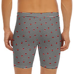 Ladybug Striped Pattern Print Men's Long Boxer Briefs