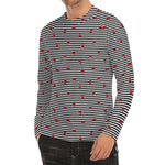 Ladybug Striped Pattern Print Men's Long Sleeve Rash Guard