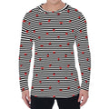 Ladybug Striped Pattern Print Men's Long Sleeve T-Shirt
