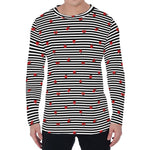 Ladybug Striped Pattern Print Men's Long Sleeve T-Shirt