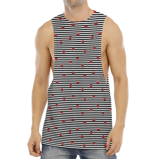 Ladybug Striped Pattern Print Men's Muscle Tank Top