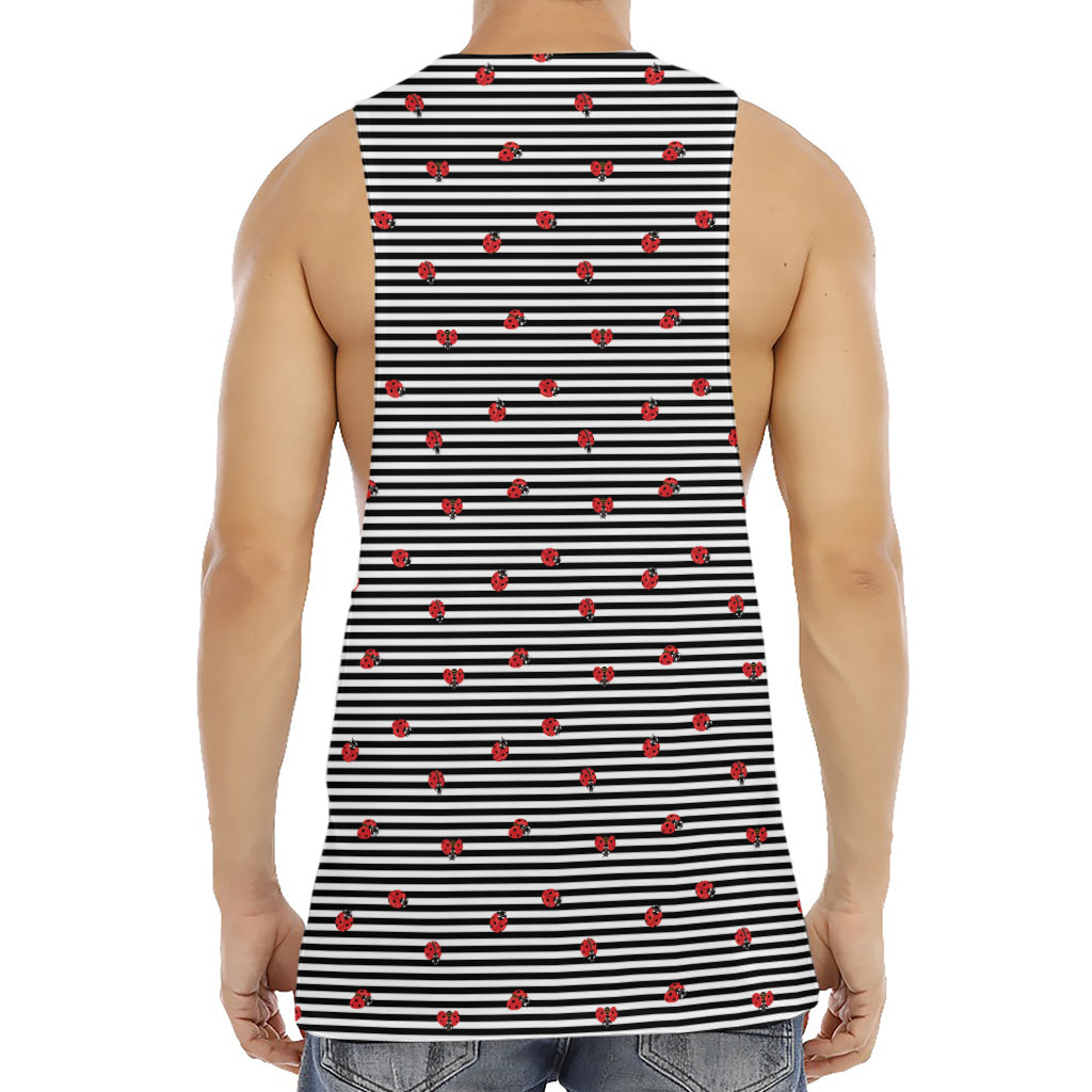 Ladybug Striped Pattern Print Men's Muscle Tank Top