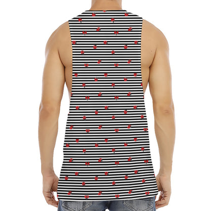 Ladybug Striped Pattern Print Men's Muscle Tank Top