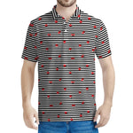 Ladybug Striped Pattern Print Men's Polo Shirt