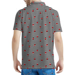 Ladybug Striped Pattern Print Men's Polo Shirt