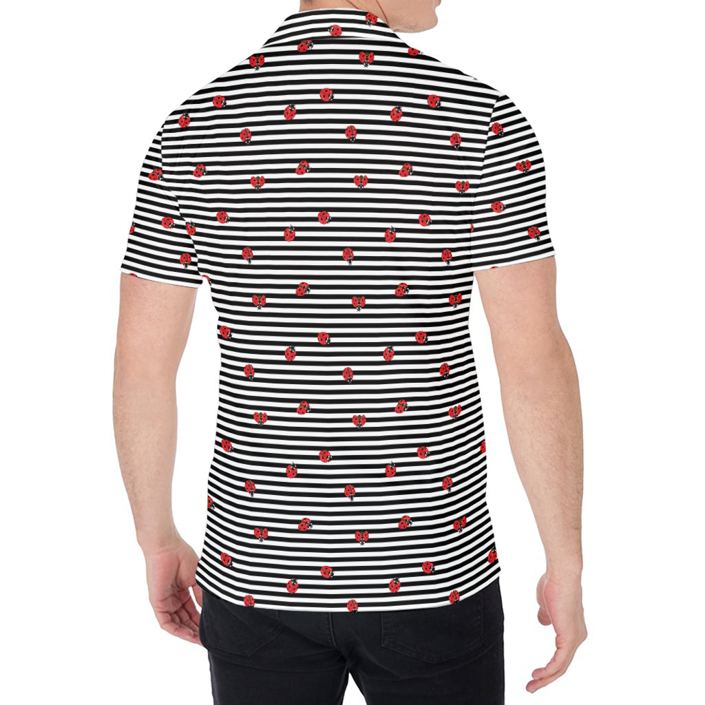 Ladybug Striped Pattern Print Men's Shirt