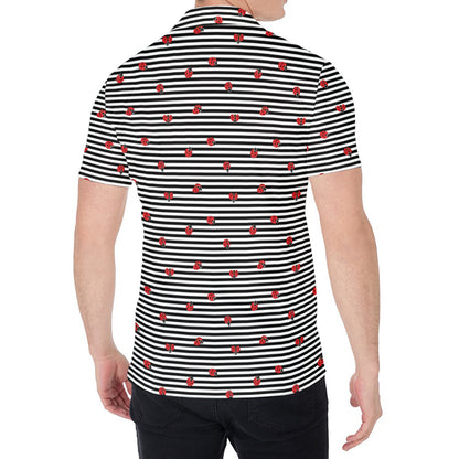 Ladybug Striped Pattern Print Men's Shirt