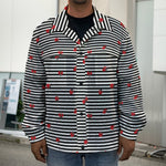 Ladybug Striped Pattern Print Men's Shirt Jacket
