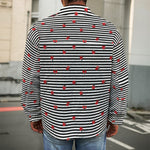 Ladybug Striped Pattern Print Men's Shirt Jacket