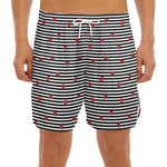 Ladybug Striped Pattern Print Men's Split Running Shorts