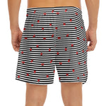 Ladybug Striped Pattern Print Men's Split Running Shorts