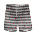 Ladybug Striped Pattern Print Men's Athletic Shorts
