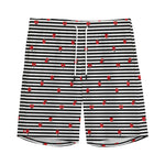Ladybug Striped Pattern Print Men's Sports Shorts
