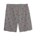 Ladybug Striped Pattern Print Men's Sports Shorts
