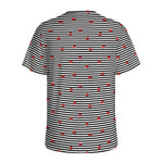 Ladybug Striped Pattern Print Men's Sports T-Shirt