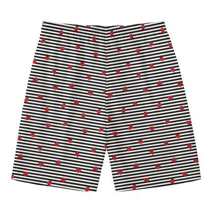 Ladybug Striped Pattern Print Men's Swim Trunks