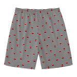 Ladybug Striped Pattern Print Men's Swim Trunks