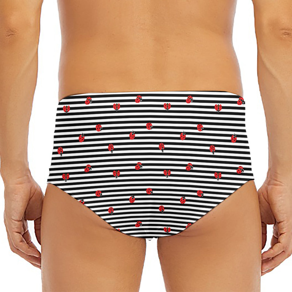 Ladybug Striped Pattern Print Men's Triangle Swim Briefs