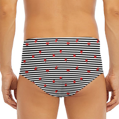 Ladybug Striped Pattern Print Men's Triangle Swim Briefs