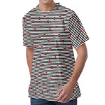 Ladybug Striped Pattern Print Men's Velvet T-Shirt
