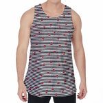 Ladybug Striped Pattern Print Men's Velvet Tank Top