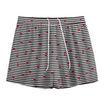 Ladybug Striped Pattern Print Mesh Shorts