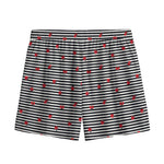 Ladybug Striped Pattern Print Mesh Shorts