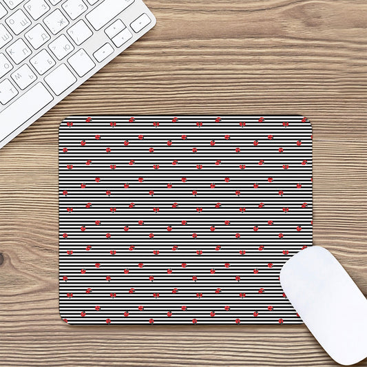 Ladybug Striped Pattern Print Mouse Pad