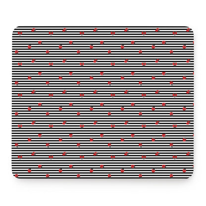 Ladybug Striped Pattern Print Mouse Pad