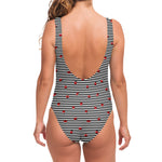 Ladybug Striped Pattern Print One Piece Swimsuit