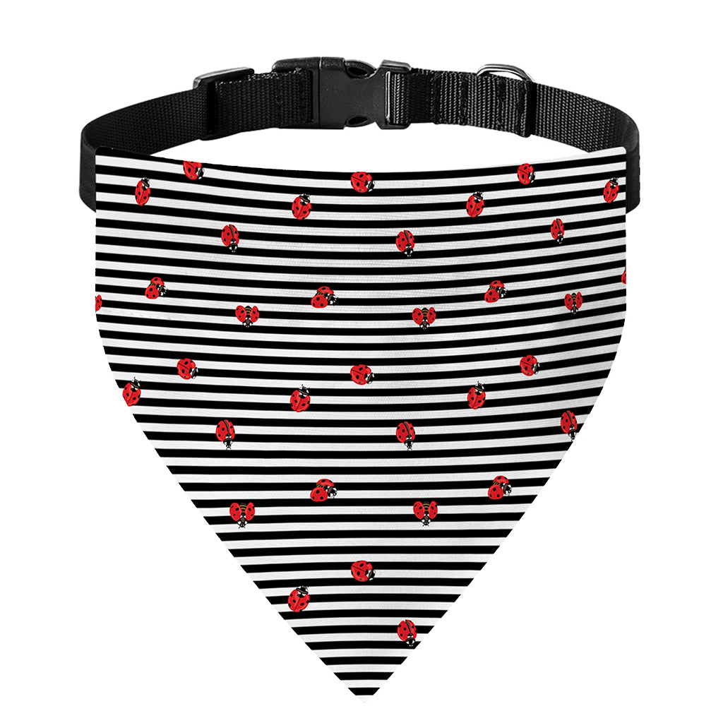 Ladybug Striped Pattern Print Over The Collar Dog Bandana