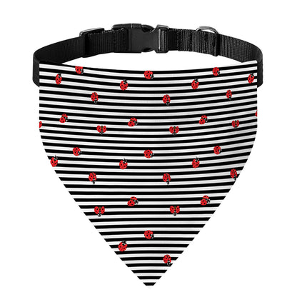 Ladybug Striped Pattern Print Over The Collar Dog Bandana