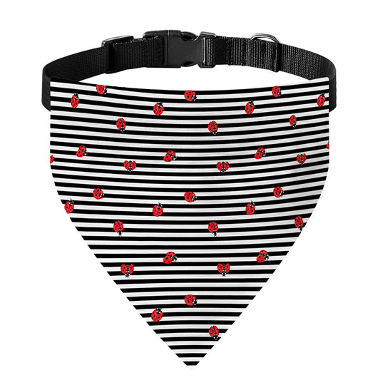 Ladybug Striped Pattern Print Over The Collar Dog Bandana