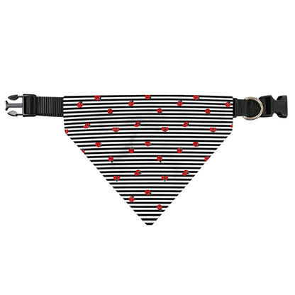 Ladybug Striped Pattern Print Over The Collar Dog Bandana