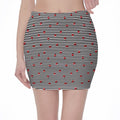 Ladybug Striped Pattern Print Pencil Mini Skirt