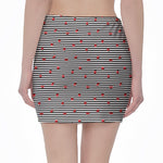 Ladybug Striped Pattern Print Pencil Mini Skirt