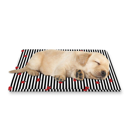 Ladybug Striped Pattern Print Pet Cooling Mat Cover