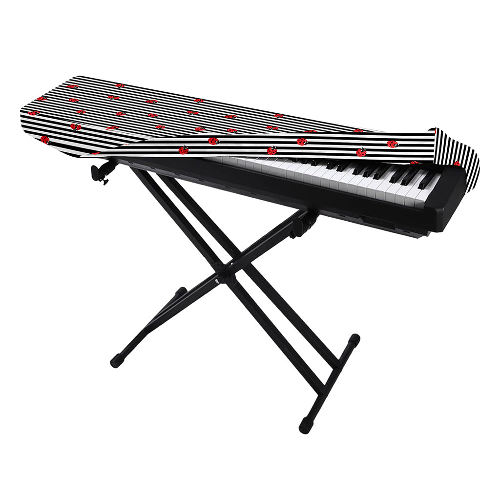 Ladybug Striped Pattern Print Piano Keyboard Cover