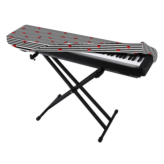 Ladybug Striped Pattern Print Piano Keyboard Cover