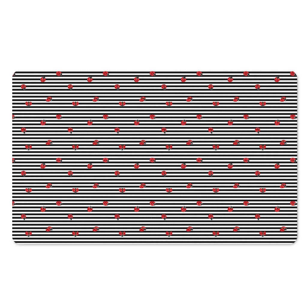 Ladybug Striped Pattern Print Polyester Doormat