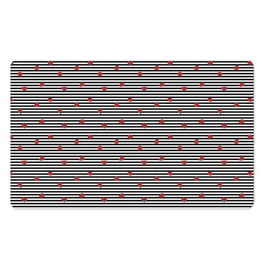 Ladybug Striped Pattern Print Polyester Doormat