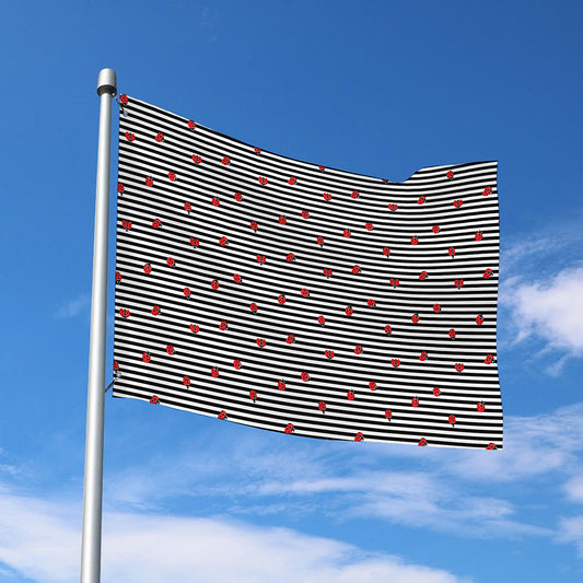 Ladybug Striped Pattern Print Polyester Flag