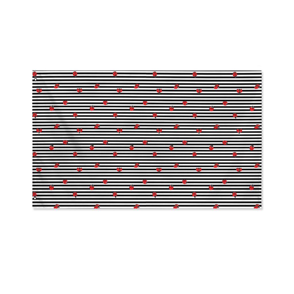 Ladybug Striped Pattern Print Polyester Flag